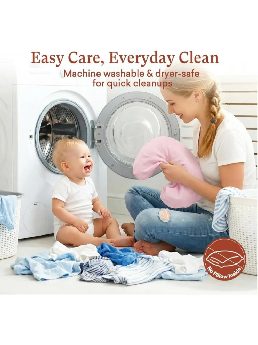 Soft Stretchy Nursing Pillow Covers - 3-Pack Washable Slipcovers for Feeding